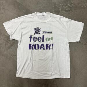 Sacramento Kings Shirt White 2002 Playoffs Feel The Roar Mens Xl Y2K Nba